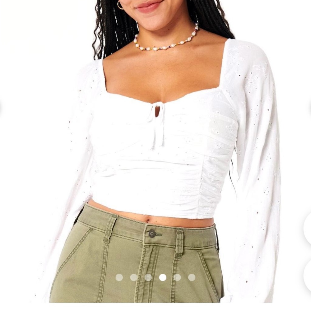 Hollister Boho White Eyelet Blouse